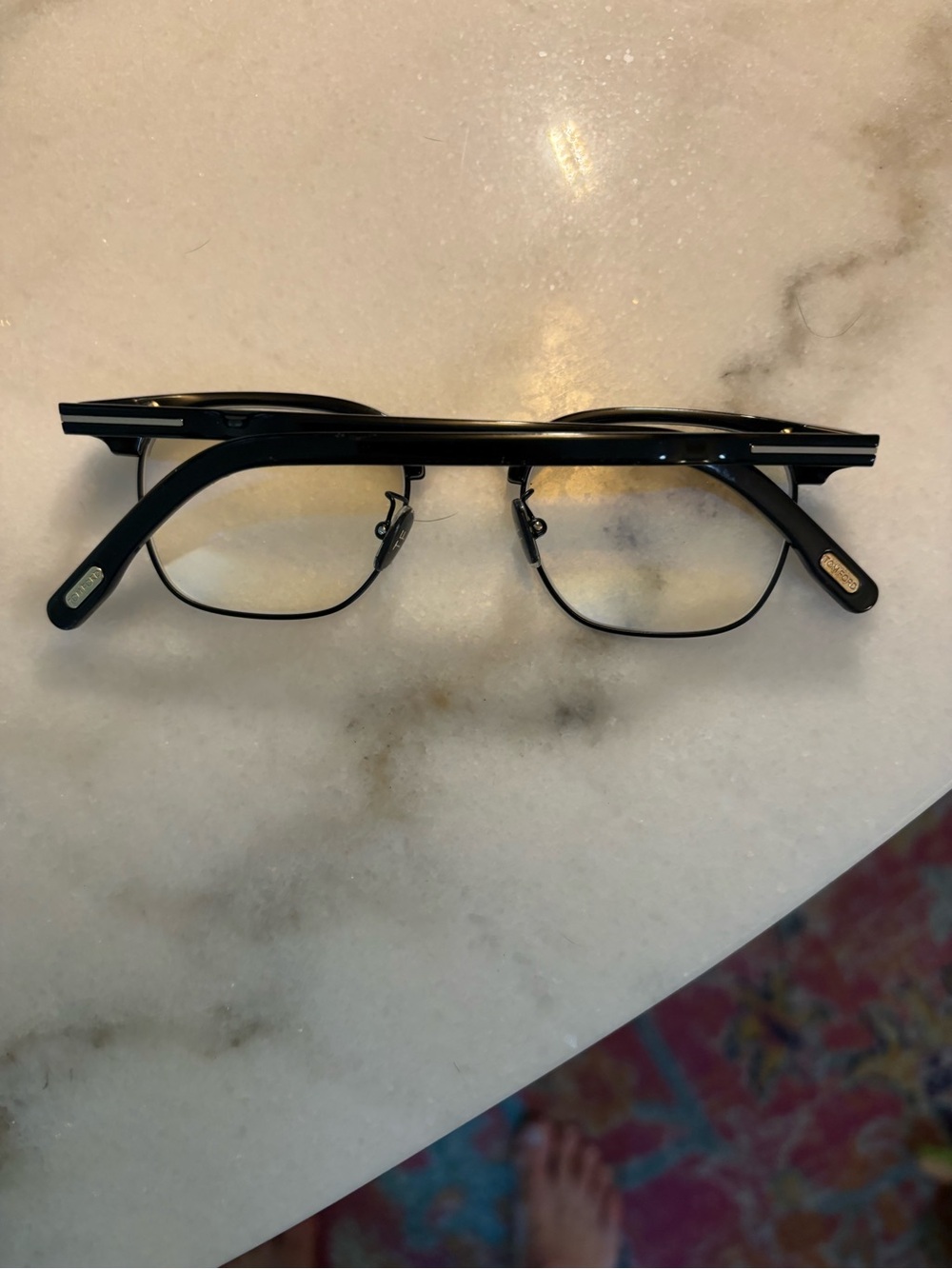 Tom Ford Black Half-Rim Men’s Glasses with Gold Accents
